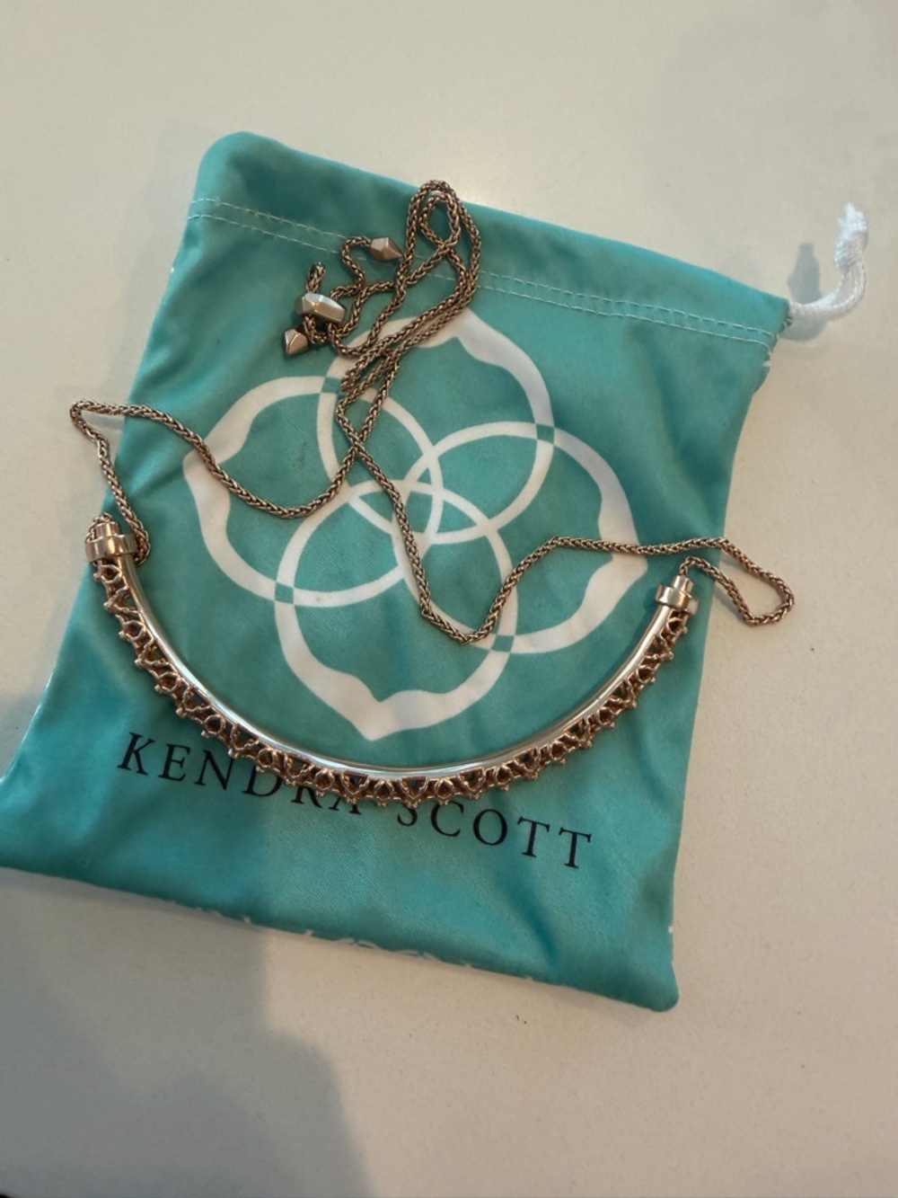 Kendra Scott Rose Gold Curved Chain Collar Necklace